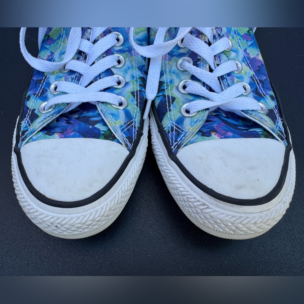 Converse Multi-Colored Blue Green Geometric Retro Eclectic Y2K Sneakers Size 7 - Picture 7 of 9